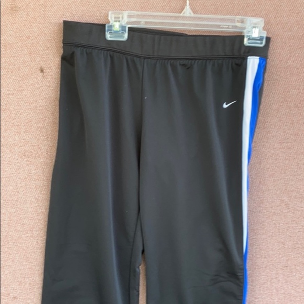 Nike Athletic Joggers Black Blue Stripe Track Pants Size M